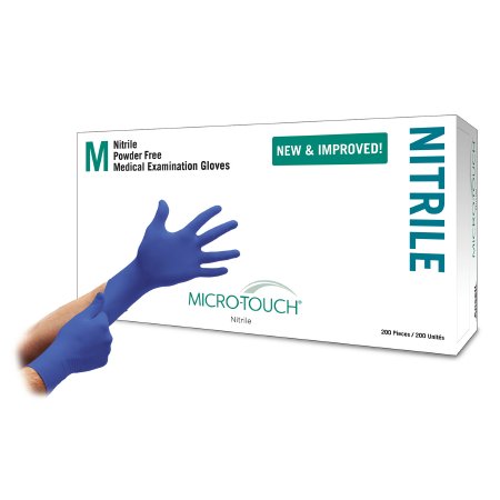 Ansell Exam Glove Micro-Touch® Nitrile Medium NonSterile Nitrile Standard Cuff Length Textured Fingertips Blue Chemo Tested - M-703151-4681 - Case of 10