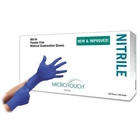 Ansell Exam Glove Micro-Touch® Nitrile Large NonSterile Nitrile Standard Cuff Length Textured Fingertips Blue Chemo Tested - M-703152-4560 - Case of 10