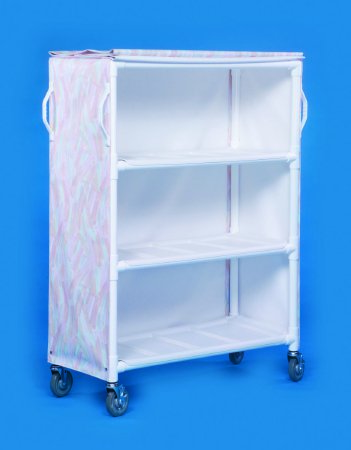 IPU Linen Cart with Cover 3 Shelves PVC 5 Inch Heavy Duty Casters, 2 Locking - M-703588-3174 - Each