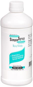 Humco Medication Flavoring Syrup Simple Syrup 16 oz. Sweet Flavor
