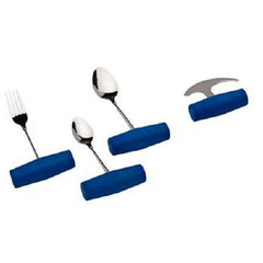 Patterson Medical Supply Tablespoon T-Grip Blue Plastic Handle / Stainless Steel