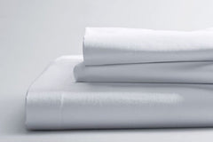 Standard Textile Bed Sheet Percale Flat 66 X 108 Inch Bleached White Cotton / Polyester Reusable