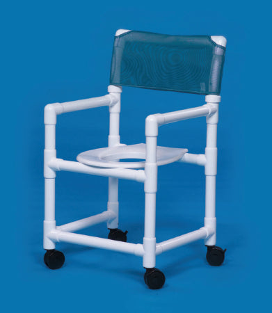 IPU Commode / Shower Chair Standard Fixed Arm PVC Frame Mesh Back 17-1/4 Inch Seat Width