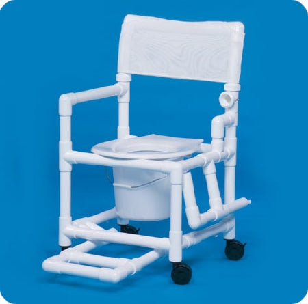 IPU Commode / Shower Chair Standard Fixed Arm PVC Frame Mesh Back 17-1/4 Inch Seat Width