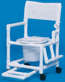 IPU Commode / Shower Chair Standard Fixed Arm PVC Frame Mesh Back 17-1/4 Inch Seat Width