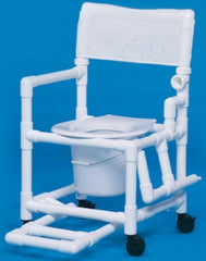 IPU Commode / Shower Chair Standard Fixed Arm PVC Frame Mesh Back 17-1/4 Inch Seat Width