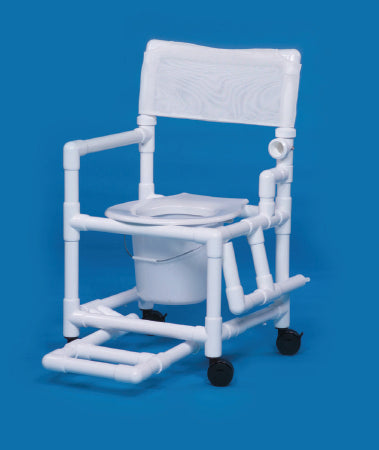 IPU Commode / Shower Chair Standard Drop Arm - Left PVC Frame Mesh Back 17-1/4 Inch Seat Width