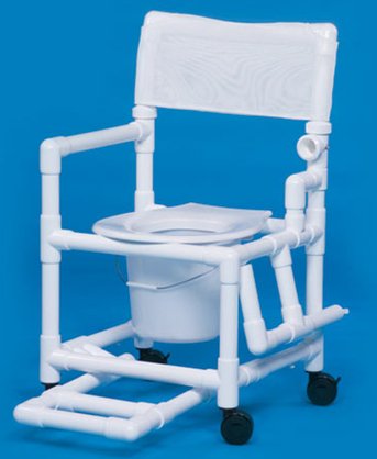 IPU Commode / Shower Chair Standard Drop Arm - Left PVC Frame Mesh Back 17-1/4 Inch Seat Width