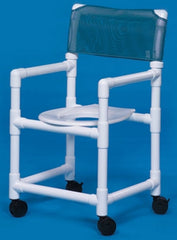 IPU Commode / Shower Chair Standard Fixed Arm PVC Frame Mesh Back 17-1/4 Inch Seat Width