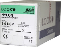 Suture with Needle LOOK® Nonabsorbable Uncoated Black Suture Monofilament Nylon Size 3 - 0 30 Inch Suture 1-Needle 60 mm Length Straight Conventional Cutting Needle