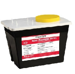 Bemis Healthcare RCRA Waste Container Bemis™ Sentinel 9 H X 11-5/8 L X 7-3/4 W Inch 2 Gallon Black Base / White and Yellow Lid Gasketed Screw On Lid