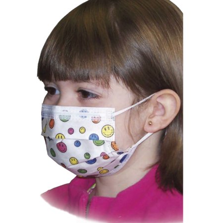 Precept Medical Products Procedure Mask Pleated Earloops Child Size Kid Design (Happy Face Print) NonSterile Not Rated