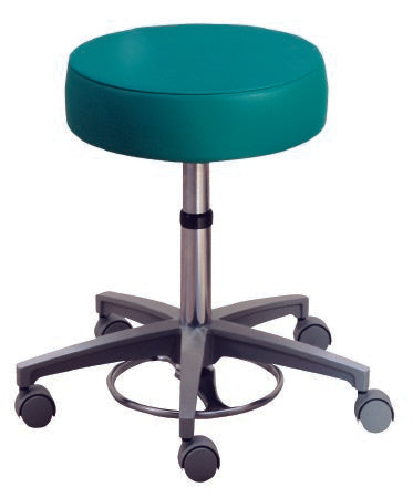 The Brewer Company Exam Stool Pneumatic Height Adjustment, Foot Ring 5 Casters Black