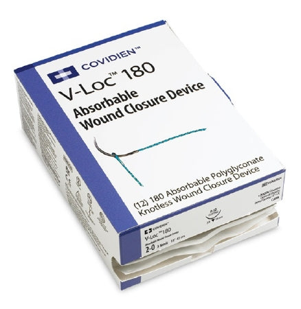 Suture with Needle V-Loc 180 Wound Closure Device Absorbable Uncoated Clear Suture Barbed Monofilament Polyglyconate Size 3 - 0 18 Inch Suture 1-Needle 24 mm Length 3/8 Circle Reverse Cutting Needle