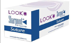 Suture with Needle Surgical Specialties Nonabsorbable Uncoated Black Suture Monofilament Nylon Size 10 - 0 12 Inch Suture Double-Armed 4.88 mm Length Bi-Curve Side Cutting Lancet Needle