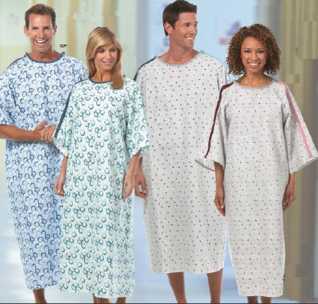 Fashion Seal Uniforms Patient Exam Gown Up to 3X-Large Blue Optix Print Reusable