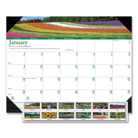 House of Doolittle™ Recycled Gardens of the World Photo Monthly Desk Pad Calendar, 22 x 17, 2021