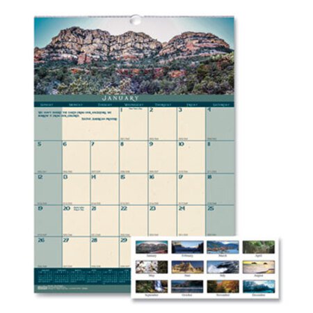 House of Doolittle™ Recycled Landscapes Monthly Wall Calendar, 12 x 16.5, 2021