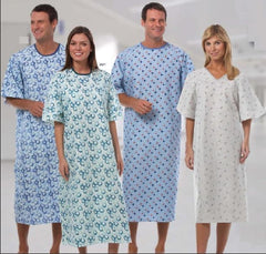 Fashion Seal Uniforms Patient Exam Gown Up to 3X-Large Blue Optix Print Reusable