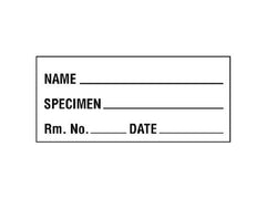 Shamrock Scientific Pre-Printed / Write On Label Laboratory Use White NAME _____ / SPECIMEN _____ / Rm. No. _____ / DATE _____ Black Patient Information 1 X 2-1/4 Inch - M-711254-4548 - Roll of 1