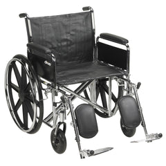 Drive Medical Bariatric Wheelchair drive™ Sentra EC Heavy Duty Dual Axle Full Length Arm Removable Padded Arm Style Elevating Legrest Black Upholstery 22 Inch Seat Width 450 lbs. Weight Capacity