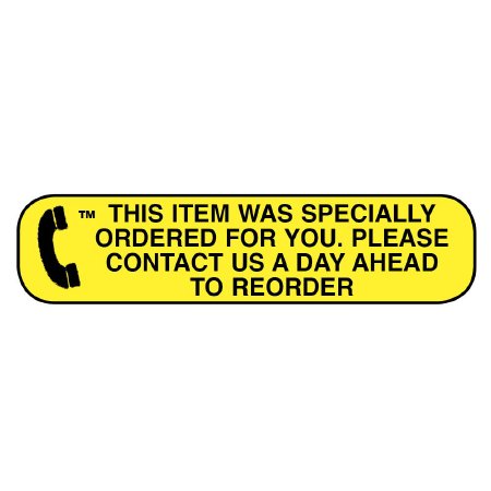 Apothecary Products Pre-Printed Label Apothecary Products® Auxiliary Label Yellow Paper THIS ITEM WAS SPECIALLY ORDERED FOR YOU PLEASE CONTACT US A DAY AHEAD TO REORDER Black Safety and Instructional 3/8 X 1-9/16 Inch - M-713519-4332 - Each