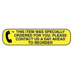 Apothecary Products Pre-Printed Label Apothecary Products® Auxiliary Label Yellow Paper THIS ITEM WAS SPECIALLY ORDERED FOR YOU PLEASE CONTACT US A DAY AHEAD TO REORDER Black Safety and Instructional 3/8 X 1-9/16 Inch - M-713519-4332 - Each
