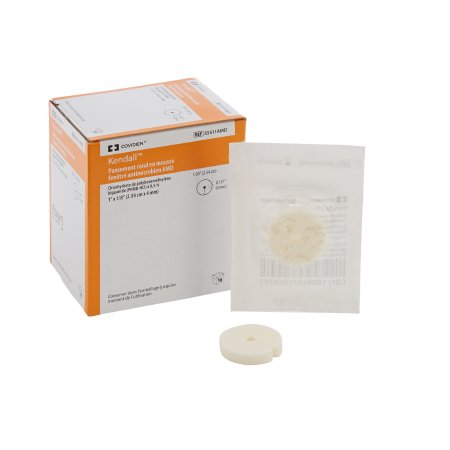 Cardinal Antimicrobial Foam Dressing Kendall™ AMD 1 Inch Diameter Fenestrated Round Non-Adhesive without Border Sterile