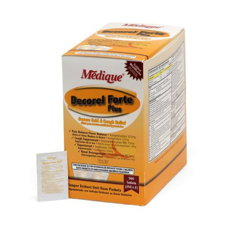 Medique Products Cold and Cough Relief Decorel Forte Plus 325 mg - 5 mg - 200 mg - 15 mg Strength Tablet 2 per Pack
