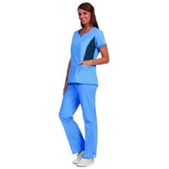 Fashion Seal Uniforms Scrub Shirt Simply Soft Large Ceil Blue / Navy Short Sleeve Female - M-955374-4391 - Each