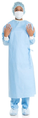O&M Halyard Inc Non-Reinforced Surgical Gown ULTRA Small Blue NonSterile AAMI Level 3 Disposable