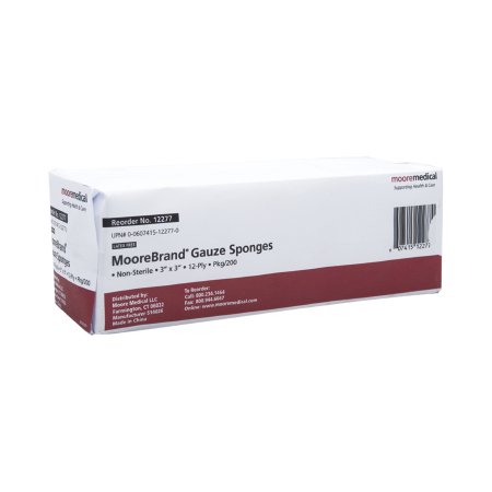 Gauze Sponge Moorebrand® Cotton 12-Ply 3 X 3 Inch Square NonSterile