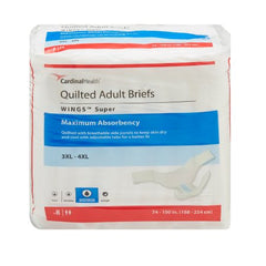 Cardinal Unisex Adult Incontinence Brief Wings™ Bariatric 3X-Large Disposable Heavy Absorbency - M-721887-1919 - Case of 4