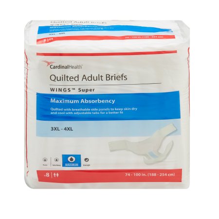 Cardinal Unisex Adult Incontinence Brief Wings™ Bariatric 3X-Large Disposable Heavy Absorbency - M-721887-4929 - Bag of 1