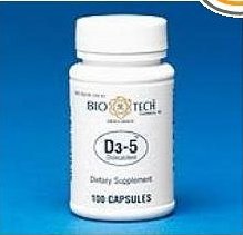 Bio Tech Pharmacal Vitamin Supplement Bio Tech™ Vitamin D3 5000 IU Strength Capsule 100 per Bottle