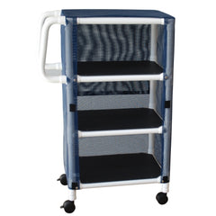 MJM International Linen Cart with Cover 3 Shelves 75 lbs. per Shelf Weight Capacity PVC 3 Inch Twin Casters - M-723554-2440 - Each