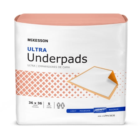 Underpad McKesson Ultra 36 X 36 Inch Disposable Fluff / Polymer Heavy Absorbency - M-724038-4490 - Case of 50