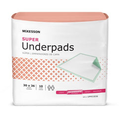 Underpad McKesson Super 30 X 36 Inch Disposable Fluff / Polymer Moderate Absorbency - M-724050-3843 - Case of 100