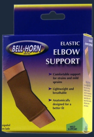 DJO Elbow Support Bell-Horn® Medium Pull-On Sleeve Left or Right Arm 9 to 10 Inch Elbow Circumference Beige