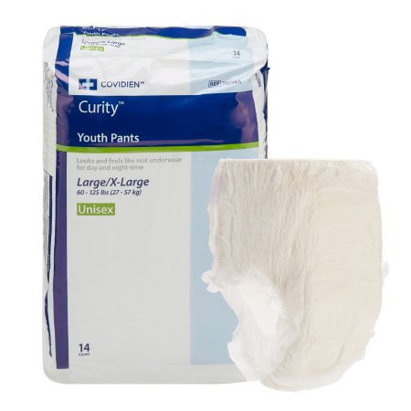 Cardinal Unisex Youth Absorbent Underwear Curity™ Pull On with Tear Away Seams Large Disposable Heavy Absorbency - M-724712-1199 - Case of 4