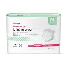 Unisex Adult Absorbent Underwear McKesson Super Plus Pull On with Tear Away Seams Medium Disposable Moderate Absorbency - M-724913-4629 - Bag of 1