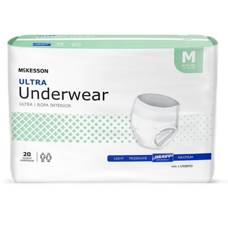 Unisex Adult Absorbent Underwear McKesson Ultra Pull On with Tear Away Seams Medium Disposable Heavy Absorbency - M-724916-3672 - Case of 4