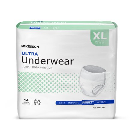 Unisex Adult Absorbent Underwear McKesson Ultra Pull On with Tear Away Seams X-Large Disposable Heavy Absorbency - M-724918-3909 - Case of 4