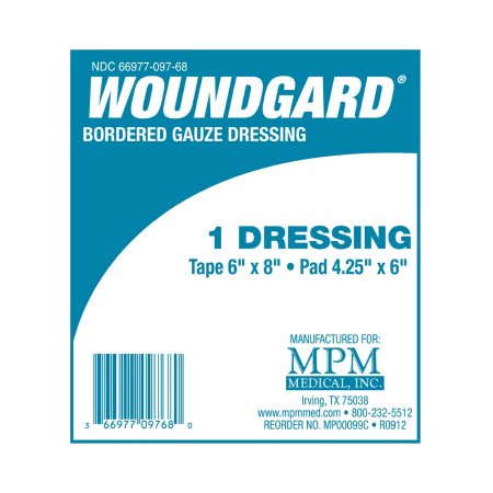 MPM Medical Adhesive Dressing WoundGard® 6 X 8 Inch Gauze Rectangle White Sterile