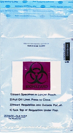 Minigrip Specimen Transport Bag with Document Pouch and Absorbent Pad Speci-Gard® 6 X 10 Inch Polyethylene Adhesive Closure Biohazard Symbol / Storage Instructions / Instructions for Use NonSterile