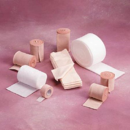 Patterson Medical Supply 4 Layer Compression Bandage System Rolyan® LymphaKit® 5 Yard / 4 Inch X 13 Inch / 2-3/8 Inch Width / 3-1/8 Inch Width / 4 Inch Width Standard Compression Self-adherent / Tape Closure Tan / White NonSterile