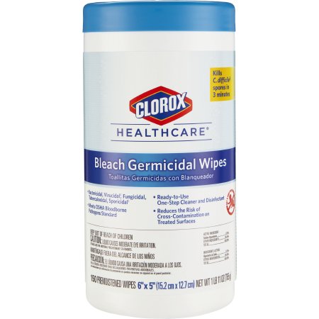 The Clorox Company Clorox Healthcare® Bleach Germicidal Surface Disinfectant Cleaner Premoistened Wipe 150 Count Canister Disposable Floral Scent NonSterile - M-726380-3253 - Case of 6