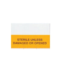 SPS Medical Supply Pre-Printed Label Advisory Label Yellow Sterile Unless Damaged Or Opened Light Blue Sterilization Label - M-727720-1224 - Box of 10