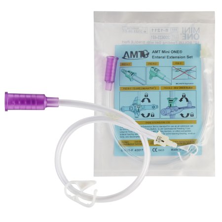 Applied Medical Technologies Straight Connector with Bolus Adapter Mini ONE® 12 Inch, Purple