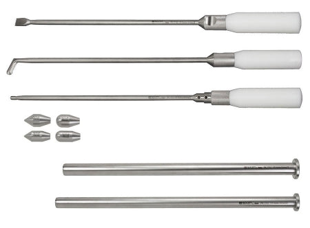 Miltex Instrument Set One of Each V, Hockey Stick and Round Bullet Shaped Breast Dissector, Small and Large Trocar Tube - M-729846-1843 - Each